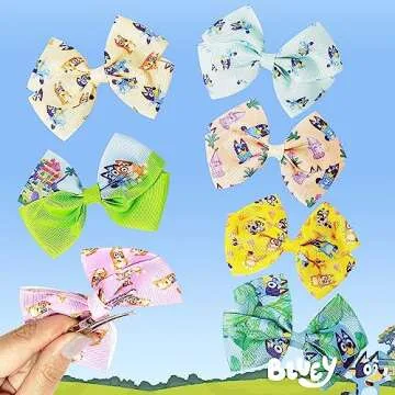 Bluey 7-Piece Hair Bow Set for Girls - Fun & Functional