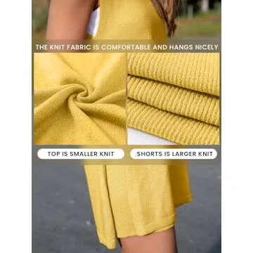 Glamaker Women's Two Piece Sets Summer Sweater Ribbed Knit Short Matching Set Beach Vacation Outfits (Yellow M)