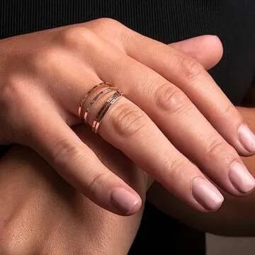 MILACOLATO S925 Sterling Silver Rings for Women Men 18K White Gold Plated Stackable Statement Thin Plain Thumb Ring High Polished Wedding Band Ring Comfort Fit Size 7, 1mm