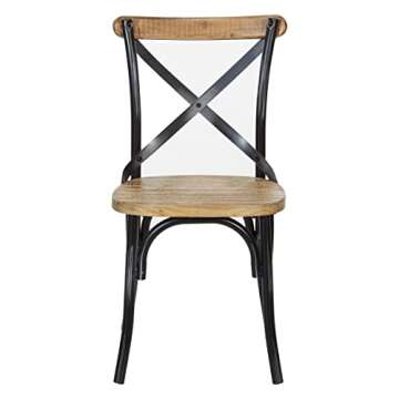 OSP Home Furnishings Somerset X-Back Antique Style Metal Dining Chair with Hardwood Seat, Rustic Walnut Finish and Black