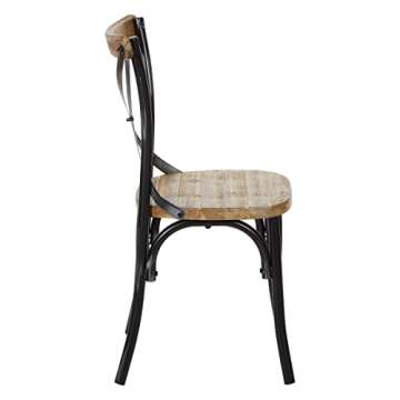 OSP Home Furnishings Somerset X-Back Antique Style Metal Dining Chair with Hardwood Seat, Rustic Walnut Finish and Black