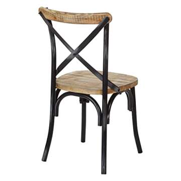 OSP Home Furnishings Somerset X-Back Antique Style Metal Dining Chair with Hardwood Seat, Rustic Walnut Finish and Black