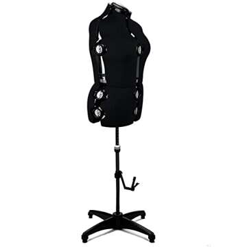 BHD BEAUTY Black 13 Dials Female Fabric Adjustable Mannequin Dress Form for Sewing, Mannequin Body Torso with Tri-Pod Stand, Up to 70" Shoulder Height. (Large)