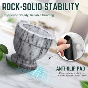 Flexzion Marble Mortar and Pestle Set Small White 4 Inch Mortar and Pestle Granite Stone Grinder Crushing Bowl Muddler and Bowl for Guacamole, Herbs, Spices, Kitchen, Cooking, Medicine Grinder Bowl