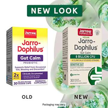 Jarrow Formulas Jarro-Dophilus Gut Calm Probiotic, 8 Billion CFU Supplement for Digestive Health, 30...