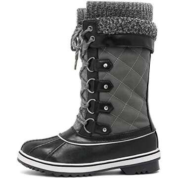 DREAM PAIRS Women's Mid-Calf Waterproof Winter Snow Boots Monte_02,Size 8,Grey,Monte_02