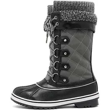 DREAM PAIRS Women's Mid-Calf Waterproof Winter Snow Boots Monte_02,Size 8,Grey,Monte_02