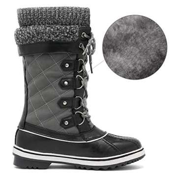 DREAM PAIRS Women's Mid-Calf Waterproof Winter Snow Boots Monte_02,Size 8,Grey,Monte_02