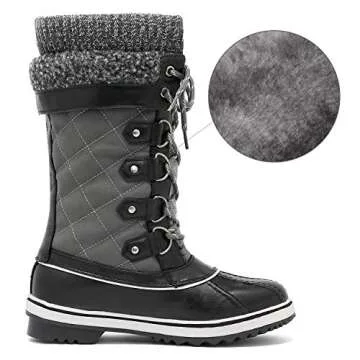 DREAM PAIRS Women's Mid-Calf Waterproof Winter Snow Boots Monte_02,Size 8,Grey,Monte_02