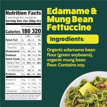Explore Cuisine Organic Edamame & Mung Bean Fettuccine - Plant Protein Pasta, Vegan, Gluten Free