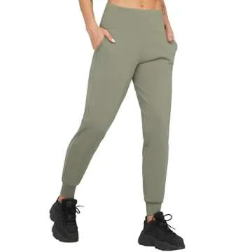 Dragon Fit Joggers for Women with Pockets, High Waist Workout Yoga Tapered Sweatpants Grey Green