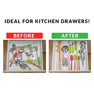 Adjustable Bamboo Drawer Dividers Organizers 6-pack