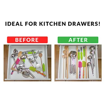 Adjustable Bamboo Drawer Dividers Organizers 6-pack