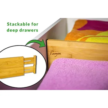 Adjustable Bamboo Drawer Dividers Organizers 6-pack