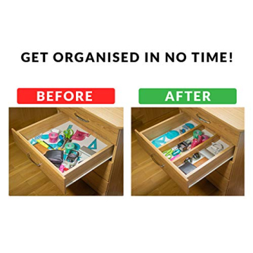 Adjustable Bamboo Drawer Dividers Organizers 6-pack