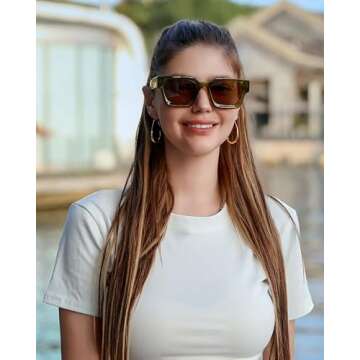 FEISEDY Retro 90s Square Sunglasses for Women Men Trendy Chunky Rectangle Sunglasses UV400 Protection B2385