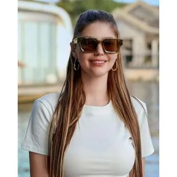 FEISEDY Retro 90s Square Sunglasses for Women Men Trendy Chunky Rectangle Sunglasses UV400 Protection B2385