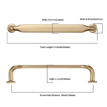 Asidrama 10 Pack Stylish Brass Cabinet Handles