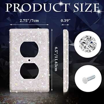 4 Pcs Shiny Rhinestones Wall Plate Light Switch Cover Outlet Covers Wall Plate Cover Light Switch Cover Decorative Bling Light Switch Cover for Home Ornaments (Silver)