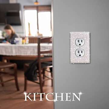4 Pcs Shiny Rhinestones Wall Plate Light Switch Cover Outlet Covers Wall Plate Cover Light Switch Cover Decorative Bling Light Switch Cover for Home Ornaments (Silver)
