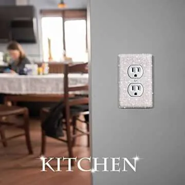 4 Pcs Shiny Rhinestones Wall Plate Light Switch Cover Outlet Covers Wall Plate Cover Light Switch Cover Decorative Bling Light Switch Cover for Home Ornaments (Silver)