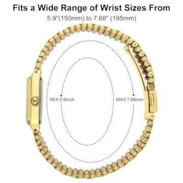 GOLDEN HOUR Vintage Rectangle Bracelet Watch for Women, Gold Tone, Dainty Style in White Face