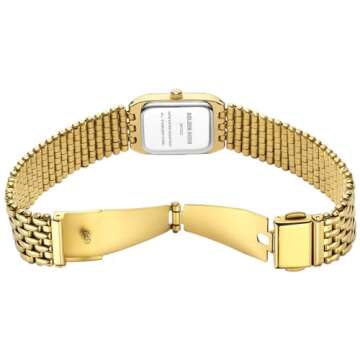 GOLDEN HOUR Vintage Rectangle Bracelet Watch for Women, Gold Tone, Dainty Style in White Face