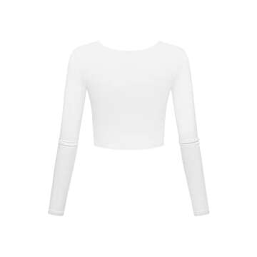 Long Sleeve Crop Tops for Women Workout Basic Clothes for Teen Ladies Fitted Slim Scoop Neck Cute Yo...