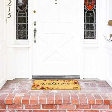 Juvale Natural Coir Welcome Door Mat, Autumn Leaves Fall Decor (30 x 17 in)