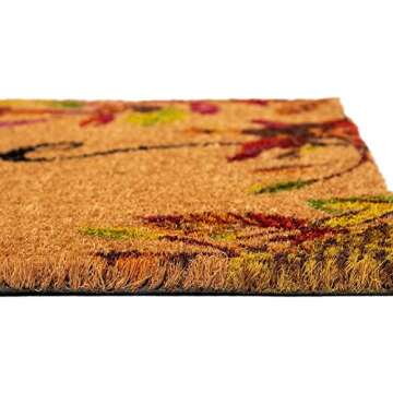 Juvale Natural Coir Welcome Door Mat, Autumn Leaves Fall Decor (30 x 17 in)