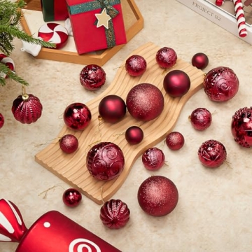 YESPERS 41PCS Burgundy Christmas Ornaments Set - Shatterproof Christmas Tree Ornaments with Icicle f...