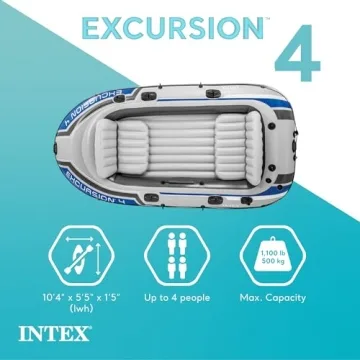 INTEX Excursion 4 Inflatable Boat Set for 4 Adults