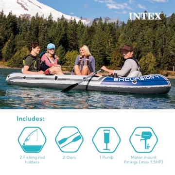 INTEX Excursion 4 Inflatable Boat Set for 4 Adults