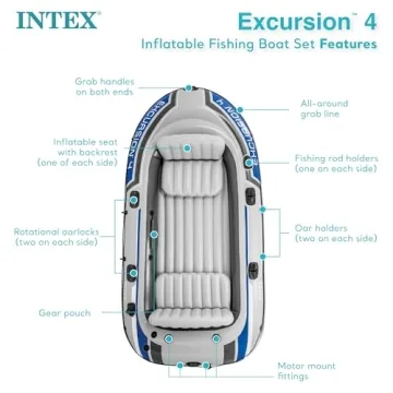 INTEX Excursion 4 Inflatable Boat Set for 4 Adults