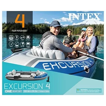 INTEX Excursion 4 Inflatable Boat Set for 4 Adults