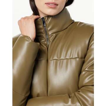 Stylish Women's Vegan Leather Puffer Jacket for Winter