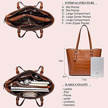 Montana West Handbags Crocodile Pattern Purses for Women Tote Bag Top-Handle Pu Leather Shoulder Bags B2B-MWC-027BR