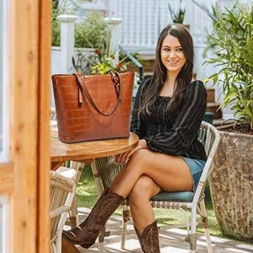 Montana West Handbags Crocodile Pattern Purses for Women Tote Bag Top-Handle Pu Leather Shoulder Bags B2B-MWC-027BR