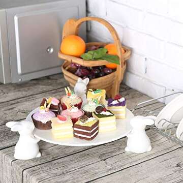 MyGift White Rabbit Cake Stand for Baby Showers