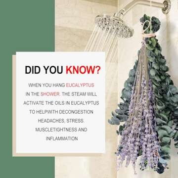 115 Pcs Eucalyptus Stems & Lavenders Flowers Bundles for Shower, 17'' Upgrade Hanging Shower Plant, Natural Real Eucalyptus Leaves Lavenders Stems with Chrysanthemums, fragrant Bathroom Decor