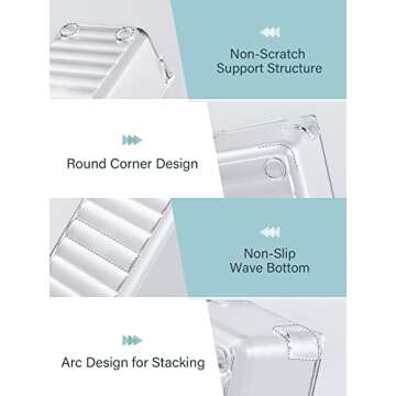 Kootek 21 Pcs Drawer Organizer Set, 4-Size Bathroom Drawer Organizers Makeup Trays Vanity Desk Dividers Versatile Storage Bins Clear Plastic Drawer Organization Container for Dresser, Kitchen, Office