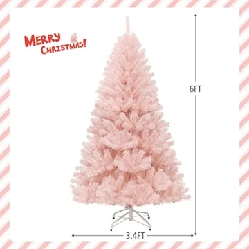 DORTALA 6FT Pink Artificial Christmas Tree - Unique Holiday Decor