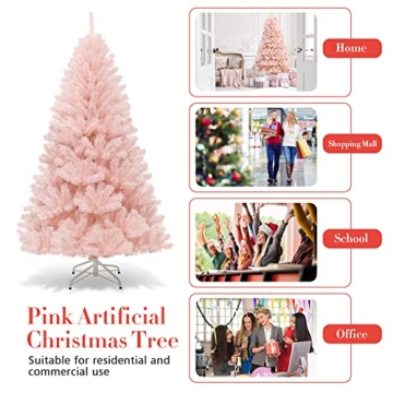 DORTALA 6FT Pink Artificial Christmas Tree - Unique Holiday Decor