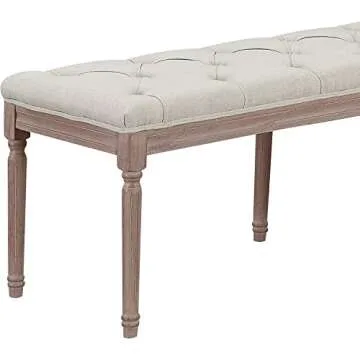 AC Pacific Jack Upholstered Bedroom Bench Seat with 6-Leg Design, Tufted Cushion, and Durable Wood Construction, Versatile Seating Furniture Addition to Entryway, Closet, or Living Room, 55" Long, Tan