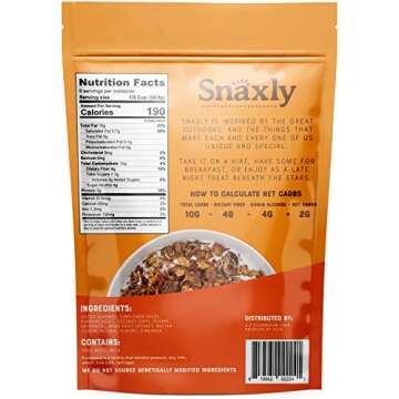 Snaxly - Keto Cinnamon Crunch Nut Granola Breakfast Cereal - 2g Net Carbs - Gluten & Grain Free - Lo...