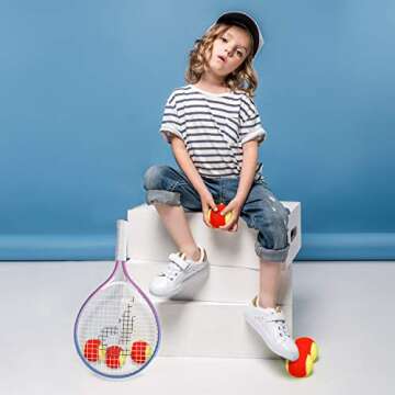 PIKASEN 17" Kids Tennis Racket Best Starter Kit for Kids Age 4 and Under with Shoulder Strap Bag and Mini Tennis Racket Toddler Tennis Raquet (Pink)