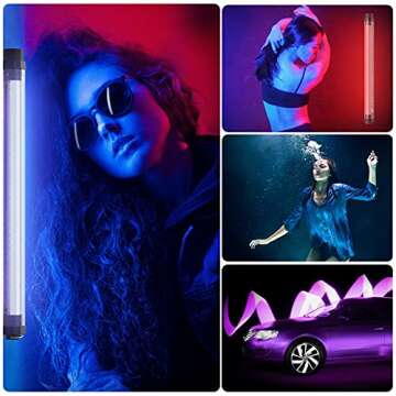 uyled Handheld Photography Light Professional LED Video Light Wand 12 Lighting Mode, Stepless Dimming,CRI≥95 IP68 Waterproof with10400mAH Rechargeable Battery 3000k 5750k RGB Colorful Stick