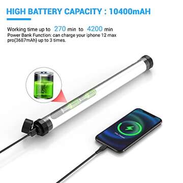 uyled Handheld Photography Light Professional LED Video Light Wand 12 Lighting Mode, Stepless Dimming,CRI≥95 IP68 Waterproof with10400mAH Rechargeable Battery 3000k 5750k RGB Colorful Stick