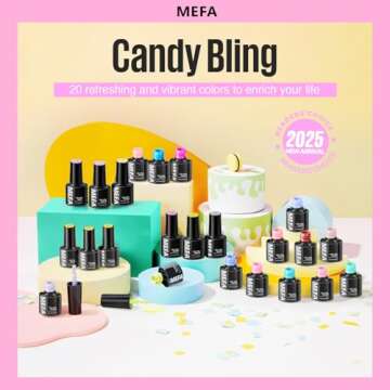 MEFA Gel Nail Polish Set, 23 Pcs Pastel Hot Pink Sage Green Blue Bright Colors Gel Polish Set Macaron Colors Soak Off Nail Polish Gel Nails Art for Women Girl DIY Salon Home Manicure Decoration