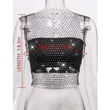 Shiny CYCLAMEN Rhinestone Body Chains Crop Top for Women
